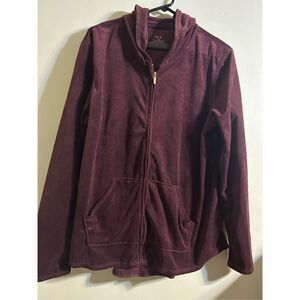 Hue Velour zip up jacket size xl